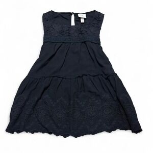 Knox Rose black eyelet lace tiered sleeveless light weight flowy boho  blouse